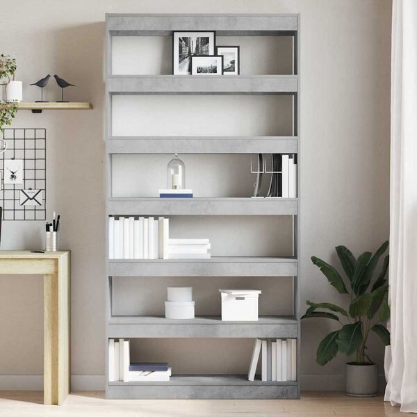 vidaXL Book Cabinet Concrete Grey 100 x 30 x 198 cm Engineered Wood