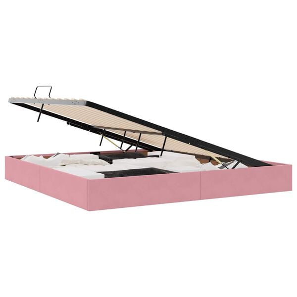 vidaXL Storage Bed with Mattress with Storage Pink 200 x 200 cm Velvet