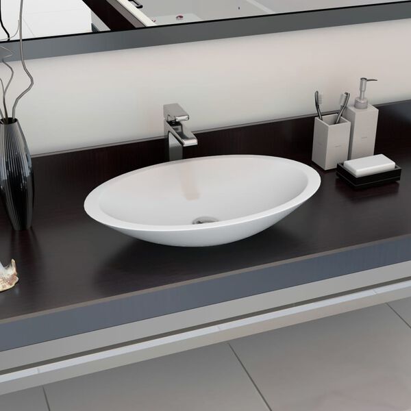 vidaXL Wash Basin 59.3x35.1x10.7 cm Mineral Cast/Marble Cast White