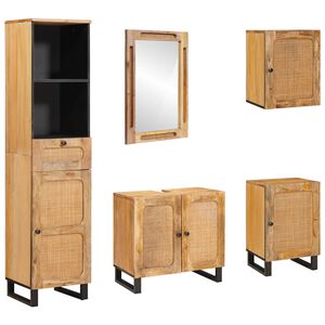 vidaXL Bathroom Sets with Drawer with Shelf Natural Solid Mango Wood