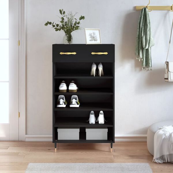 vidaXL Shoe Cabinet Black 60x35x105 cm Engineered Wood