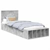 vidaXL Bed Frame with Shelf Concrete Grey 90 x 200 cm Engineered Wood