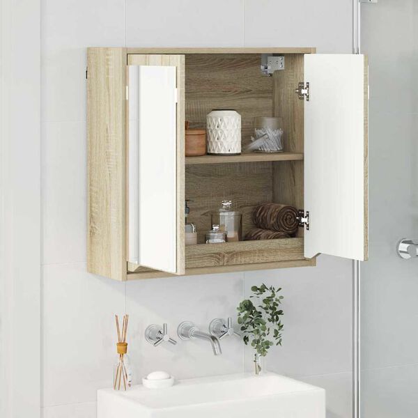 vidaXL Bathroom Mirror Cabinet with Shelf Sonoma Oak 60 x 20 x 60 cm