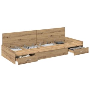 vidaXL Bed Frame with Drawer Artisan Oak 100 x 200 cm Engineered Wood