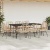 vidaXL 9 Piece Garden Dining Set Brown Poly Rattan Glass