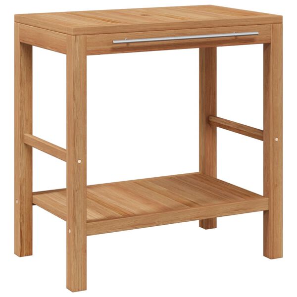vidaXL Bathroom Vanity Cabinet Solid Teak with Riverstone Sink