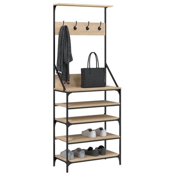 vidaXL Clothes Rack with Shoe Storage Sonoma Oak 70x34x184 cm