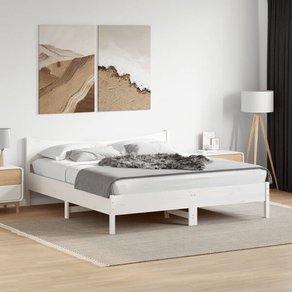 vidaXL Bed Frame without Mattress White 200x200 cm Solid Wood Pine