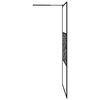 vidaXL Walk-in Shower Wall with Shelf Black 115x195 cm ESG Glass&Aluminium