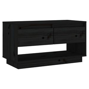 vidaXL TV Stand | Black | Solid Pine Wood | Medium | TV Stand | Rectangular