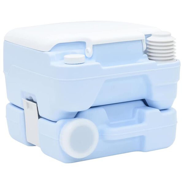 vidaXL Camping Toilet Manual Light Blue and White 41.5 x 36.5 x 30 cm