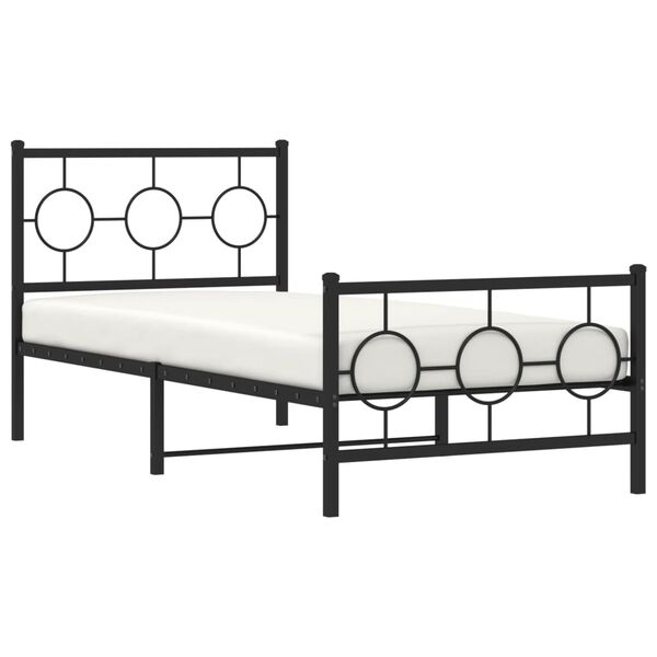 vidaXL Metal Bed Frame without Mattress with Footboard Black 90x190cm