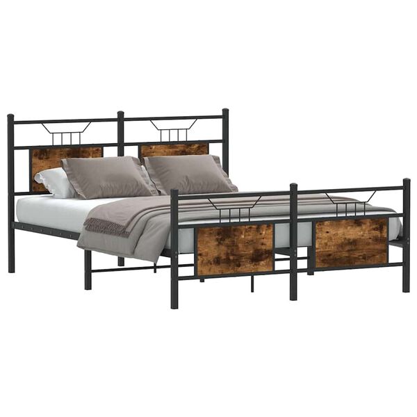 vidaXL Bed Frame without Mattress Smoked Oak 150x200 cm King Size Engineered Wood