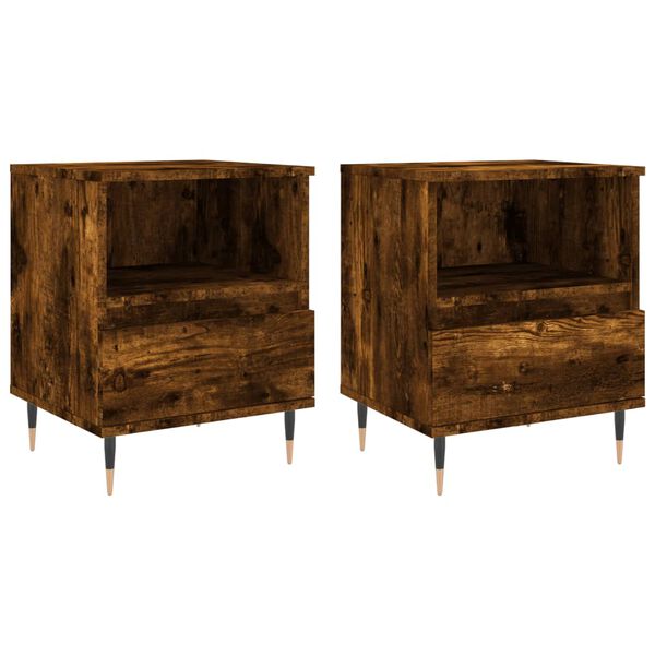 vidaXL Bedside Cabinets 2 pcs Smoked Oak 40x35x50 cm Engineered Wood