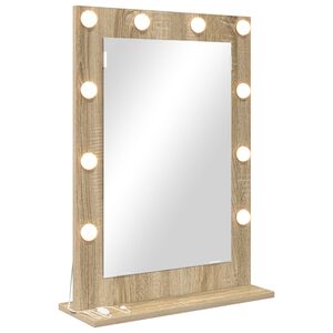vidaXL Vanity Mirror with LED Strip Lights Sonoma Oak 70 x 50 x 18 cm