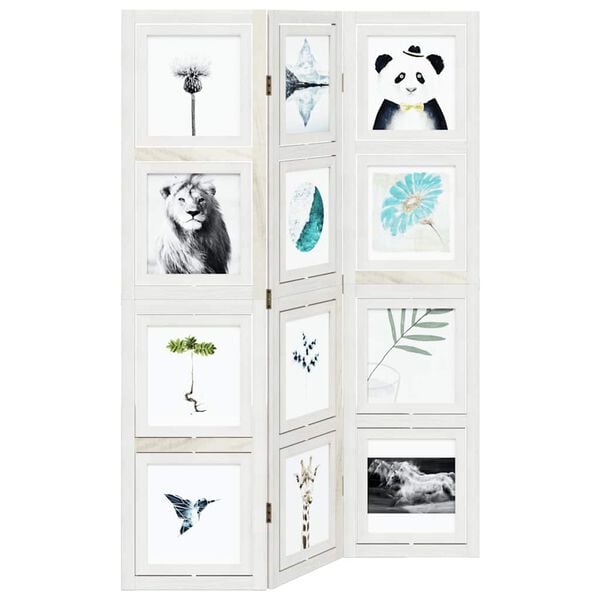 vidaXL Room Divider 3 Panels White Solid Wood Paulownia