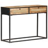 vidaXL Console Table 100x35x75 cm Rough Mango Wood and Natural Cane