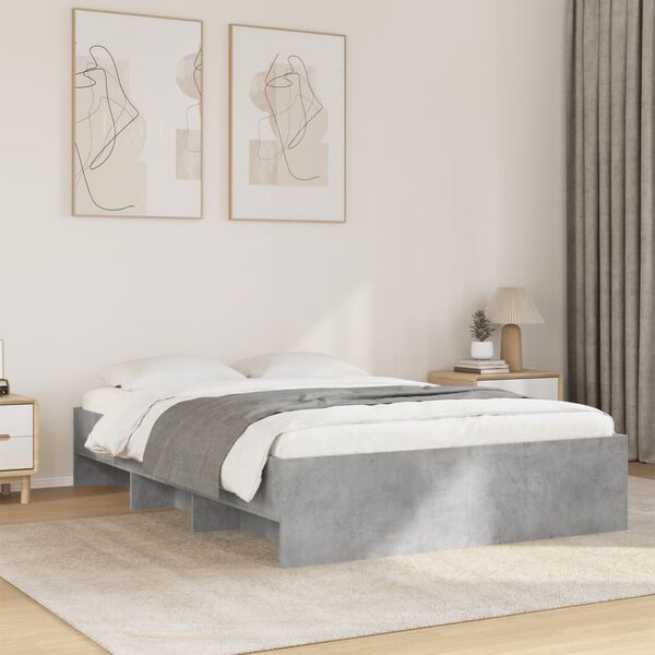 vidaXL Bed Frame without Mattress Concrete Grey 120x190cm Engineered Wood