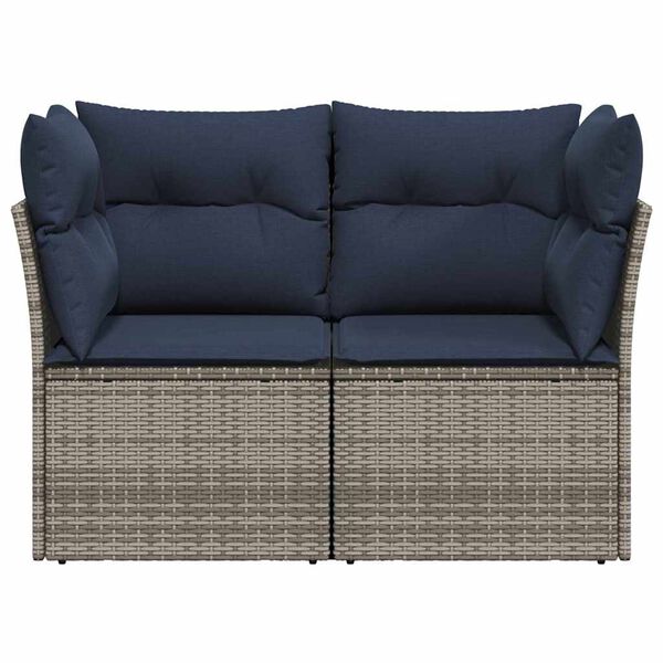 vidaXL Garden Sofa with Cushion Grey 124 x 62 x 69 cm Poly Rattan