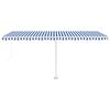 vidaXL Manual Retractable Awning with LED 500x300 cm Blue and White