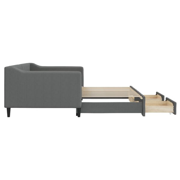 vidaXL Daybed with Trundle&Drawers without Mattress Dark Grey 90x190 cm Single