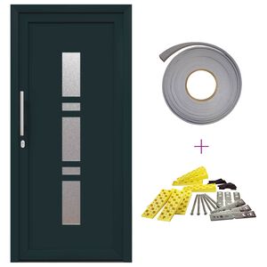 vidaXL Front Door 98 x 208 cm PVC Anthracite