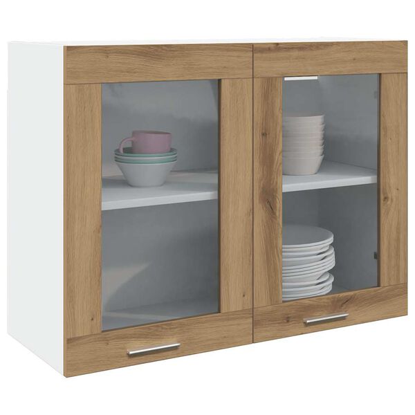 vidaXL Hanging Glass Cabinet Lyon Artisan Oak 80x31x60 cm Engineered Wood
