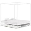 vidaXL Canopy Bed Frame without Mattress White Solid Wood 180x200 cm