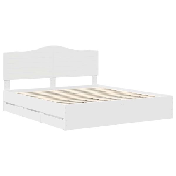 vidaXL Bed Frame with Drawer White 180 x 200 cm Engineer Wood