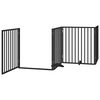 vidaXL Dog Gate with Door Foldable 6 Panels Black 480 cm Poplar Wood