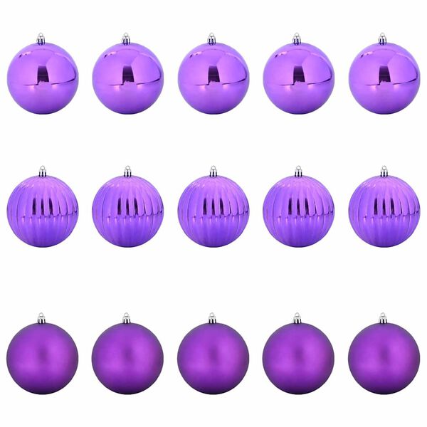 vidaXL Christmas Bauble Set 15 pcs Lilac Plastic
