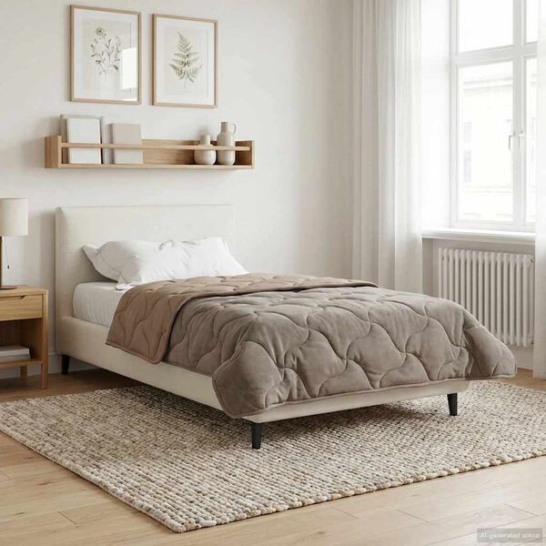 vidaXL Full Year Duvet Taupe 135 x 220 cm Microfiber and Teddy fleece