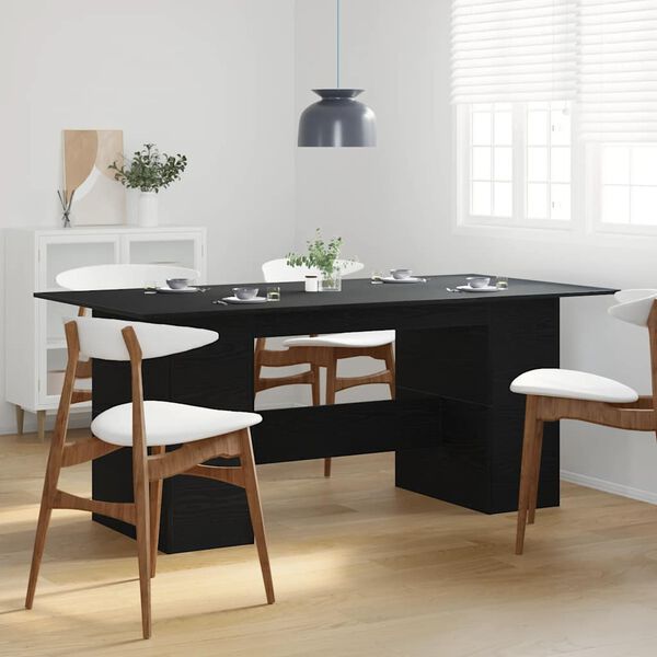vidaXL Dining Table Black Oak 180x90x76 cm Engineered Wood