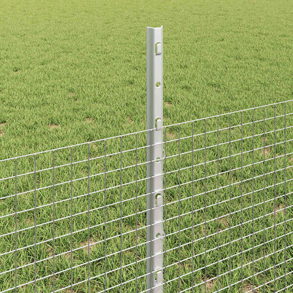 vidaXL Fence with Post Silver 0.5 x 10 m Steel
