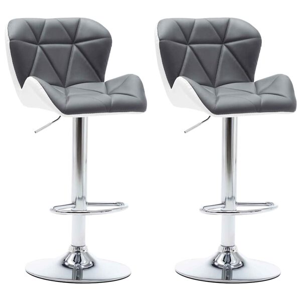 vidaXL Bar Stool 2 pcs Grey 44 x 48 x 105.5 cm Faux Leather
