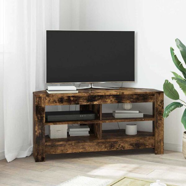 vidaXL Corner TV Cabinet Smoked Oak 102 x 40.5 x 45 cm Engineered Wood
