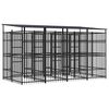 vidaXL Outdoor Dog Kennel with Roof Steel 7.37 m&sup2;