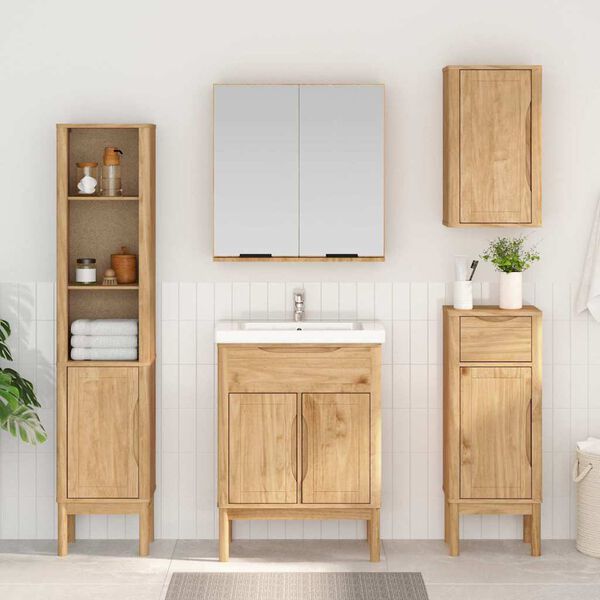 vidaXL Bathroom Cabinet with Drawer FLORO Wax Brown 35 x 30 x 90 cm