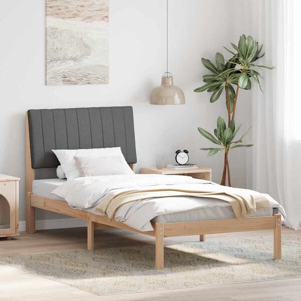 vidaXL Bed Frame with Headboard Brown 90 x 190 cm Solid Pine Wood