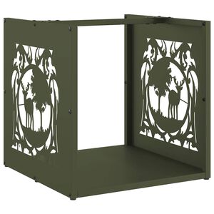 vidaXL Firewood Rack Olive Green 40x40x40 cm Cold-rolled steel