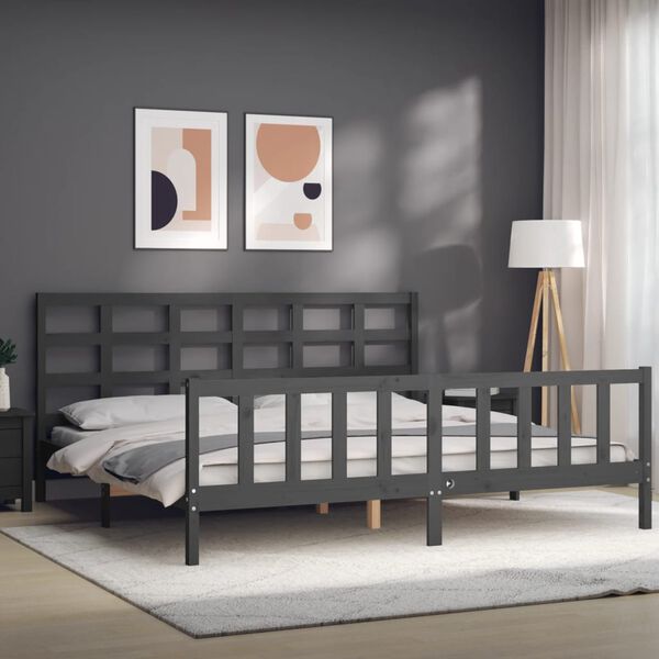 vidaXL Bed Frame without Mattress Grey 200x200 cm Solid Wood Pine