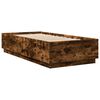 vidaXL Bed Frame with LED without Mattress Smoked Oak 100x200 cm