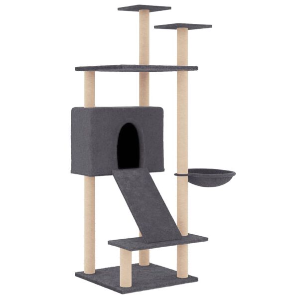 vidaXL Cat Tree with Sisal Scratching Posts Dark Grey 153 cm