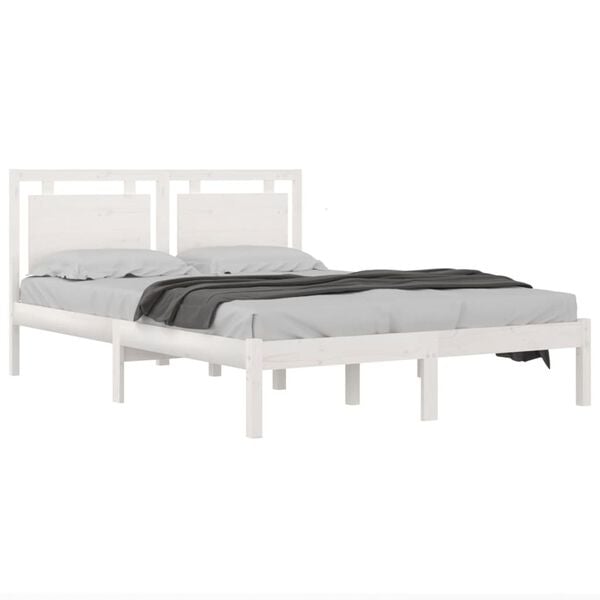 vidaXL Bed Frame without Mattress White 140x200 cm Solid Wood