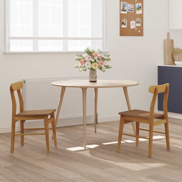 vidaXL Dining Chair 2 pcs Natural Solid Wood