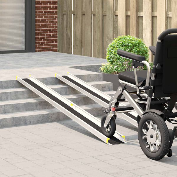 vidaXL Wheelchair Ramp 2 pcs Black 213.5 x 19.5 x 5.5 cm Aluminium