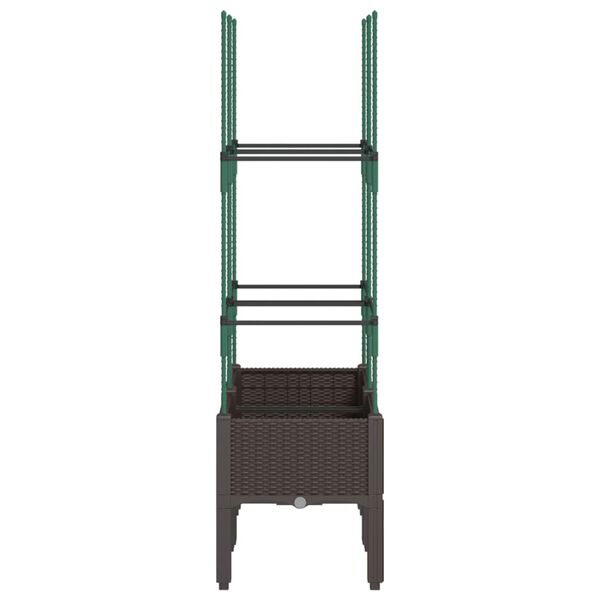 vidaXL Garden Planter with Trellis Brown 80x40x142.5 cm PP