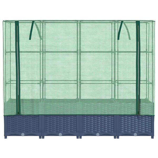 vidaXL Raised Bed with Greenhouse Cover Rattan Look 160x40x138 cm