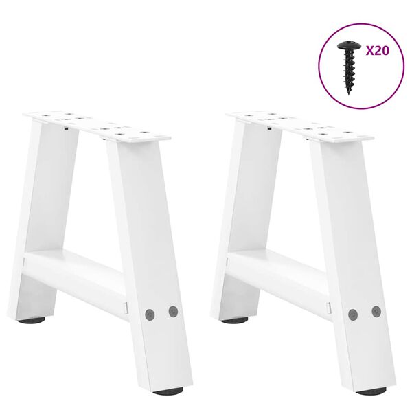 vidaXL Coffee Table Legs A-Shaped 2 pcs White&nbsp;40x(30-31) cm Steel