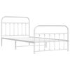 vidaXL Metal Bed Frame without Mattress with Footboard White 107x203cm